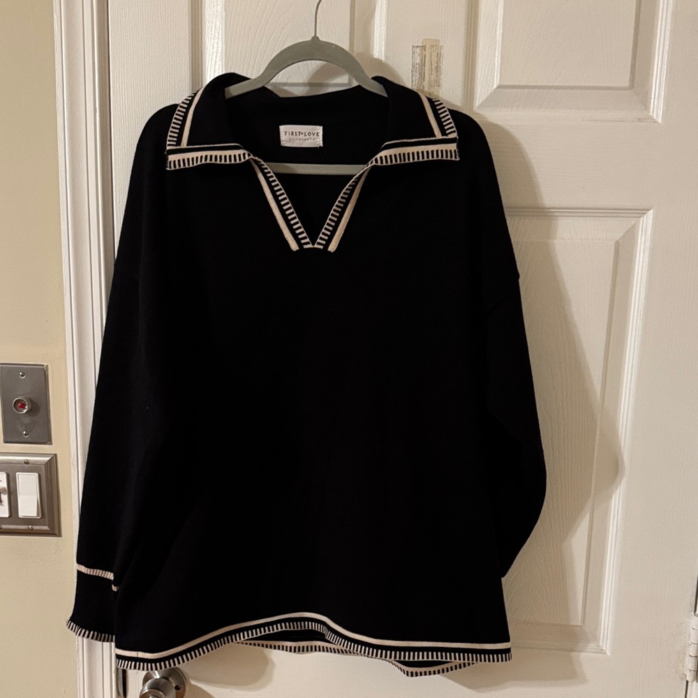 First Love Black Top with White Accent